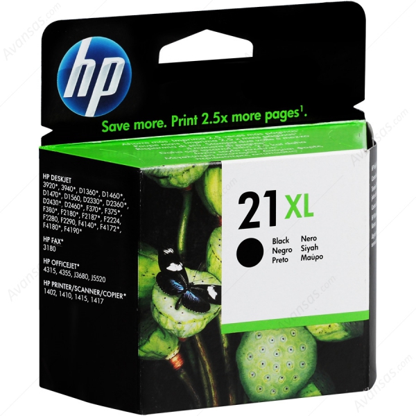 HP 21XL YÜKSEK KAPASİTE SİYAH MÜREKKEP KARTUŞU (C9351CE)