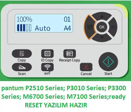 PANTUM RESET P2510 Series; P3010 Series; P3300 Series; M6700 Series; M7100 Series;