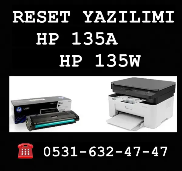 HP 137FNW ,HP 135W,HP 135a,HP 107w ,HP 107ayazıcı sıfırlama yazılımı hakkında kısa bilgi: